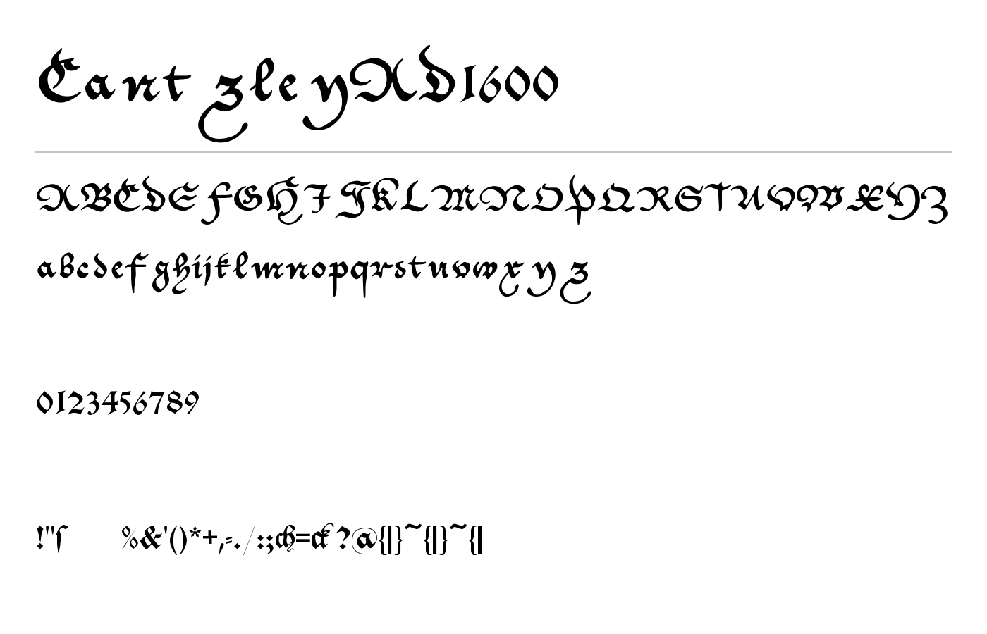 CantzleyAD1600 Font preview