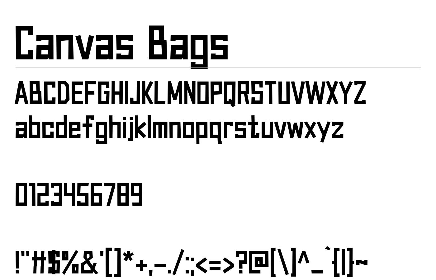 Canvas Bags Font preview