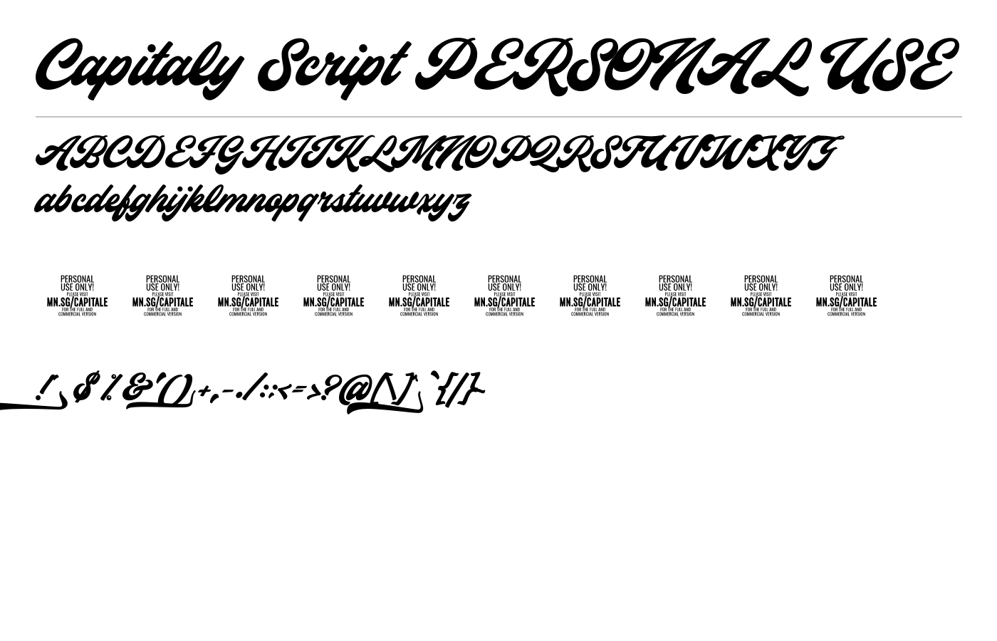 Capitaly Script PERSONAL USE Font preview