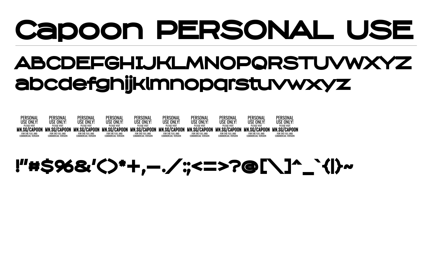 Capoon PERSONAL USE Font preview