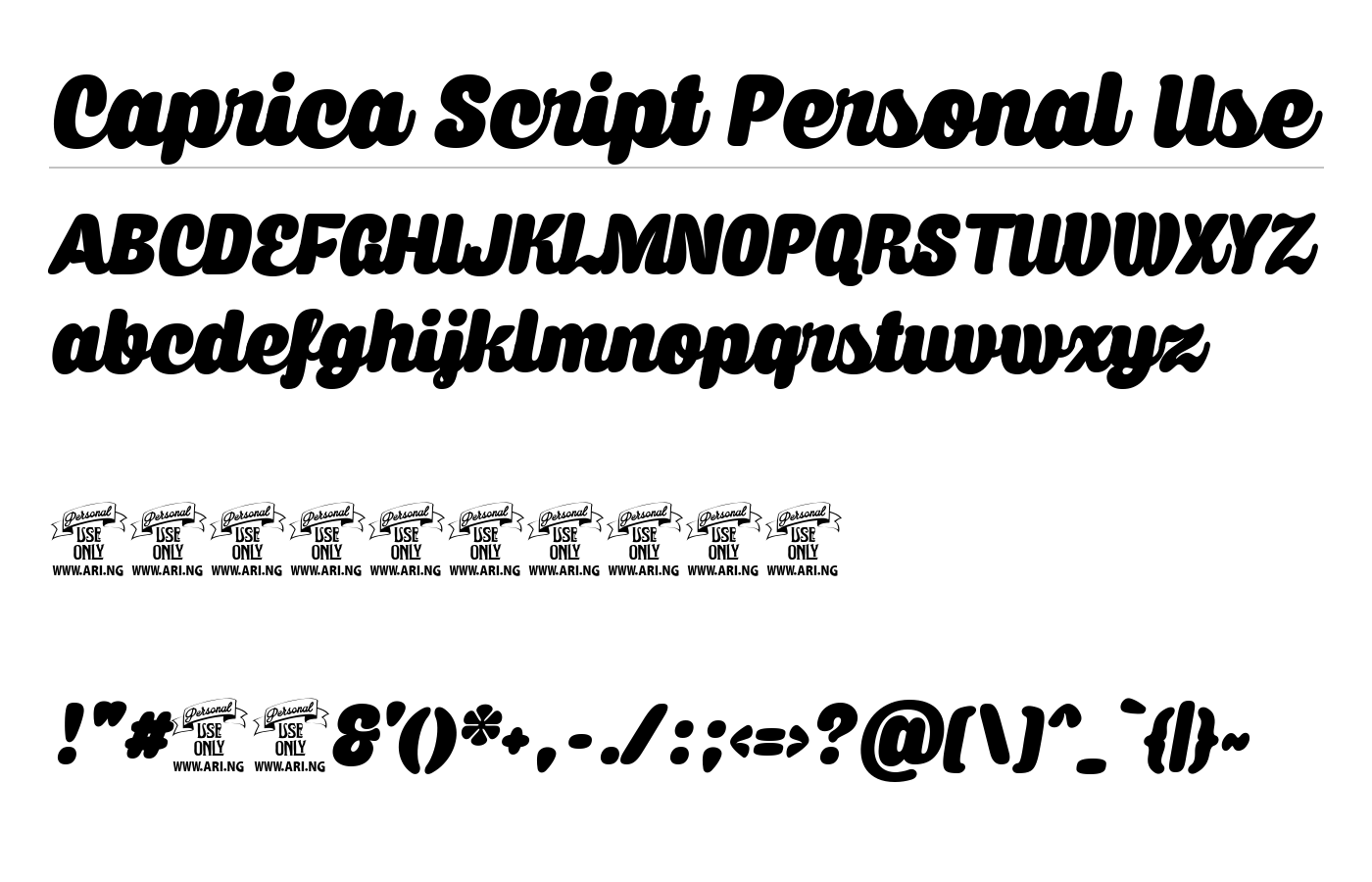 Caprica Script Personal Use Font preview
