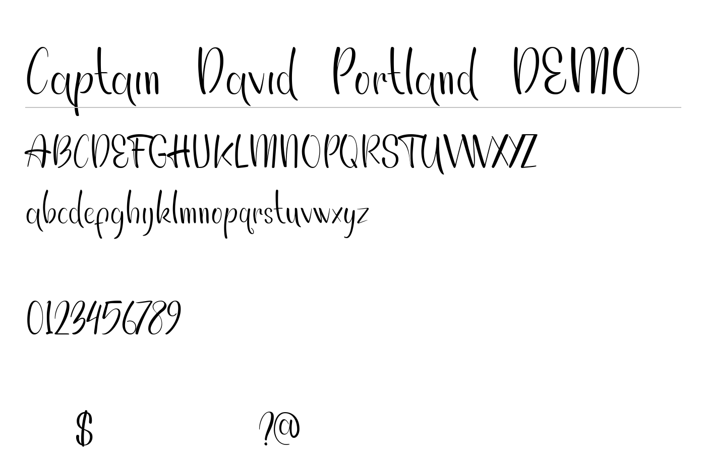 Captain David Portland DEMO Font preview