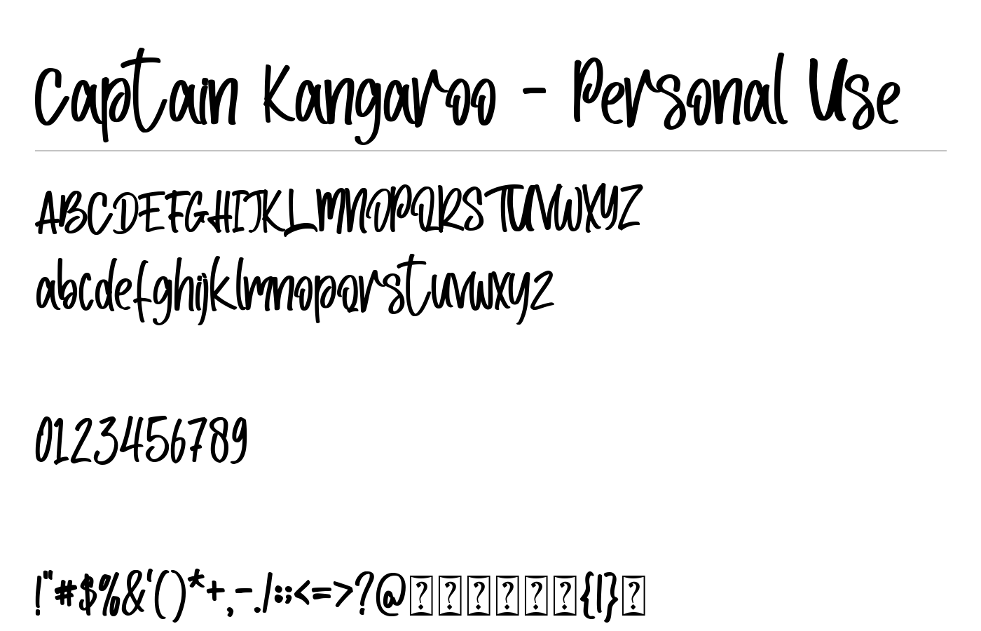 Captain Kangaroo - Personal Use Font preview