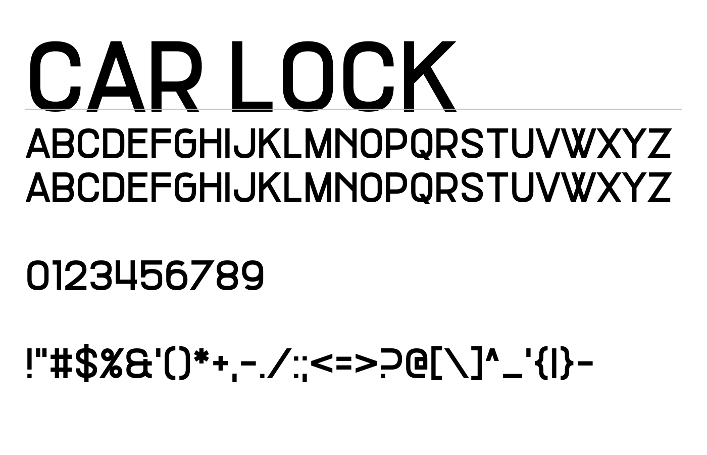 Car Lock Font preview
