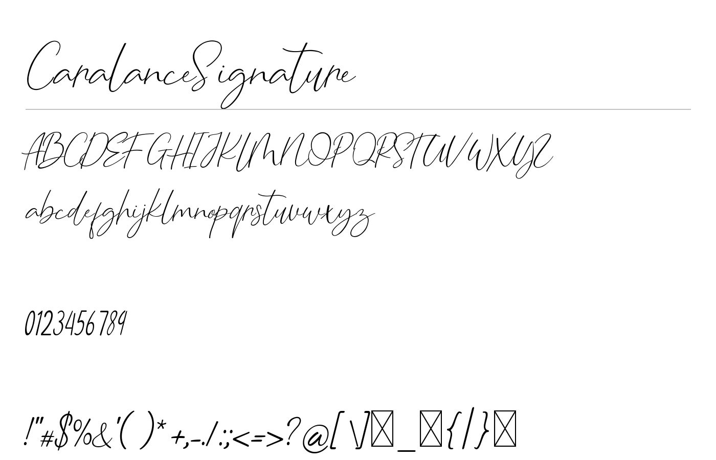 CaralanceSignature Font preview