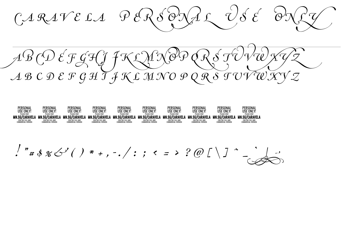 Caravela PERSONAL USE ONLY Font preview