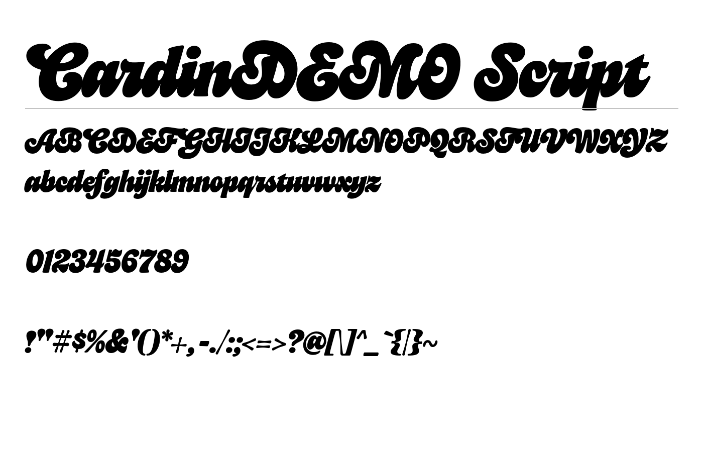 CardinDEMO Font preview