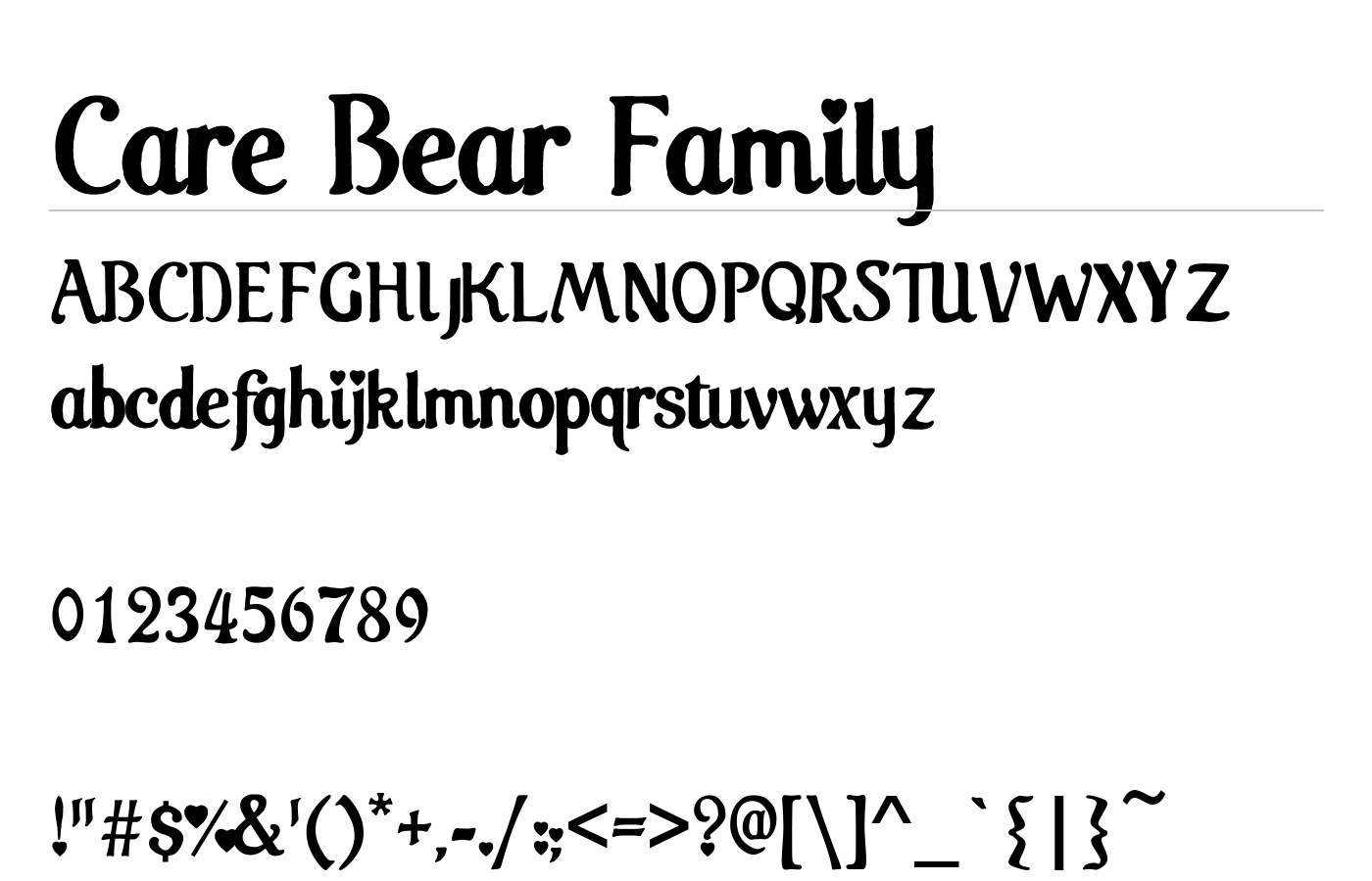 Care Bear Family Font preview