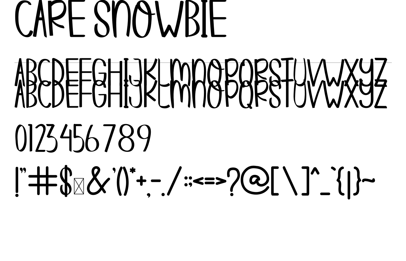 CARE SNOWBIE Font preview