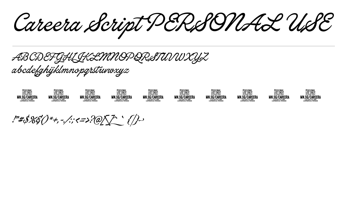 Careera Script PERSONAL USE Font preview