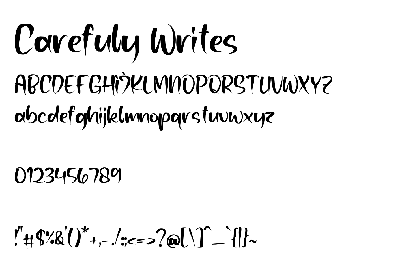 Carefuly Writes Font preview