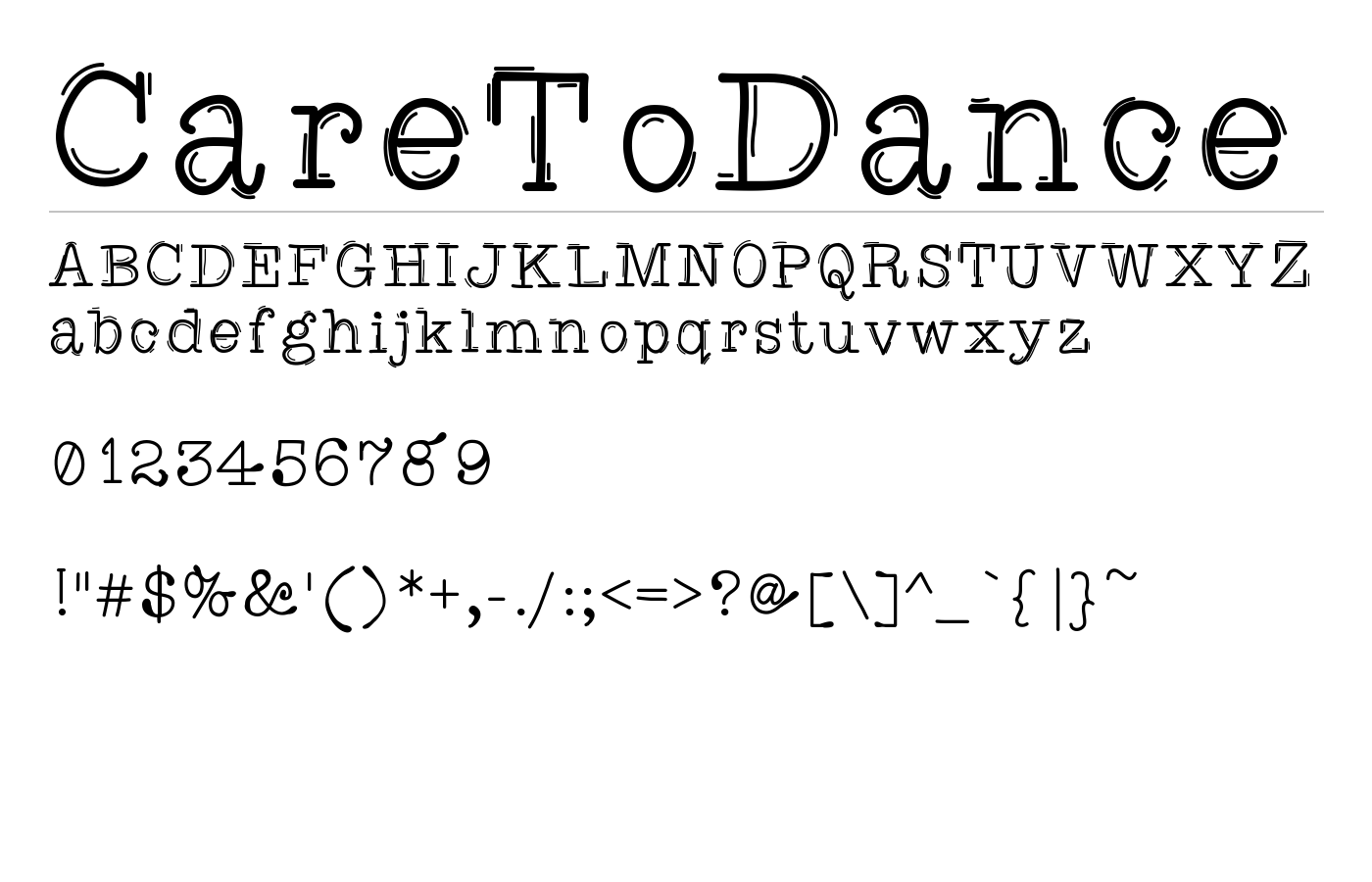 CareToDance Font preview