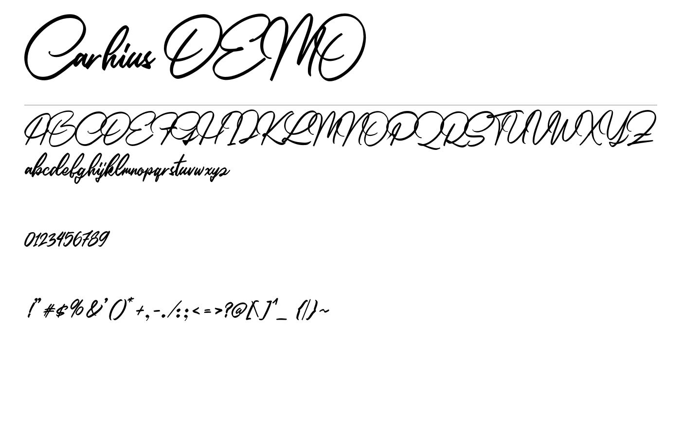 Carhius DEMO Font preview