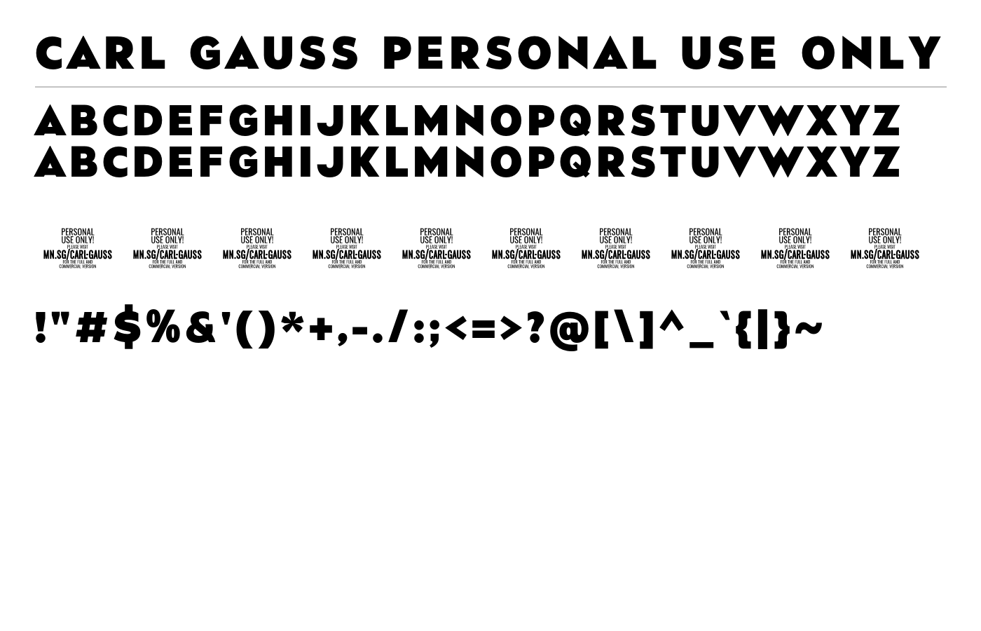 Carl Gauss PERSONAL USE ONLY Font preview