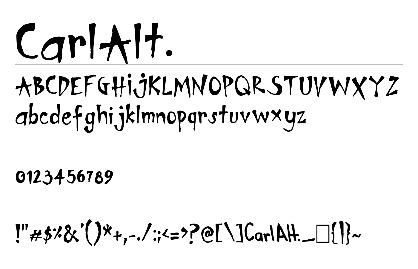 CarlAlt. Font preview