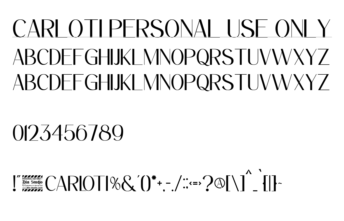 Carloti Personal Use Only Font preview