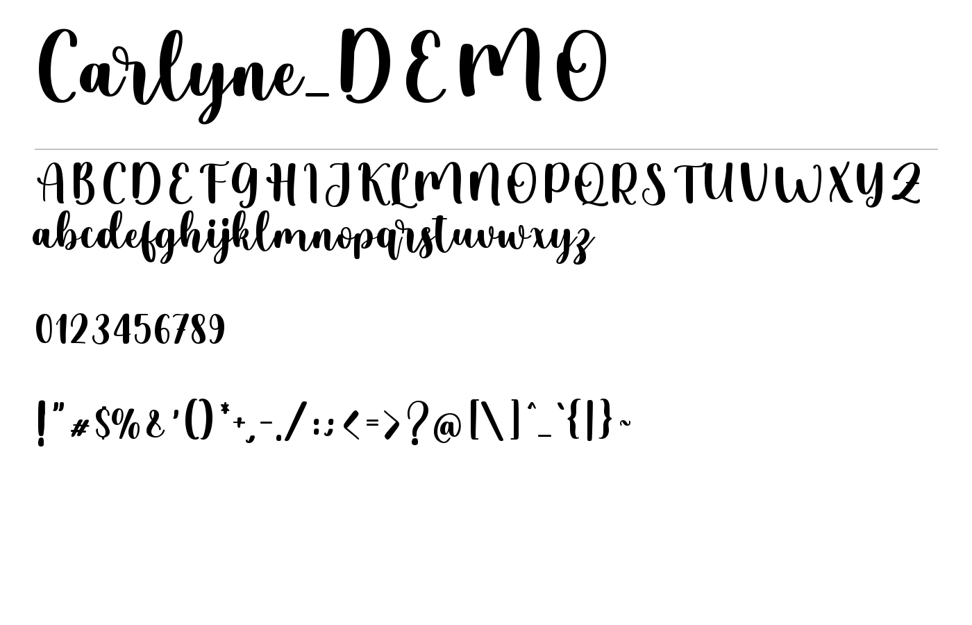 Carlyne_DEMO Font preview