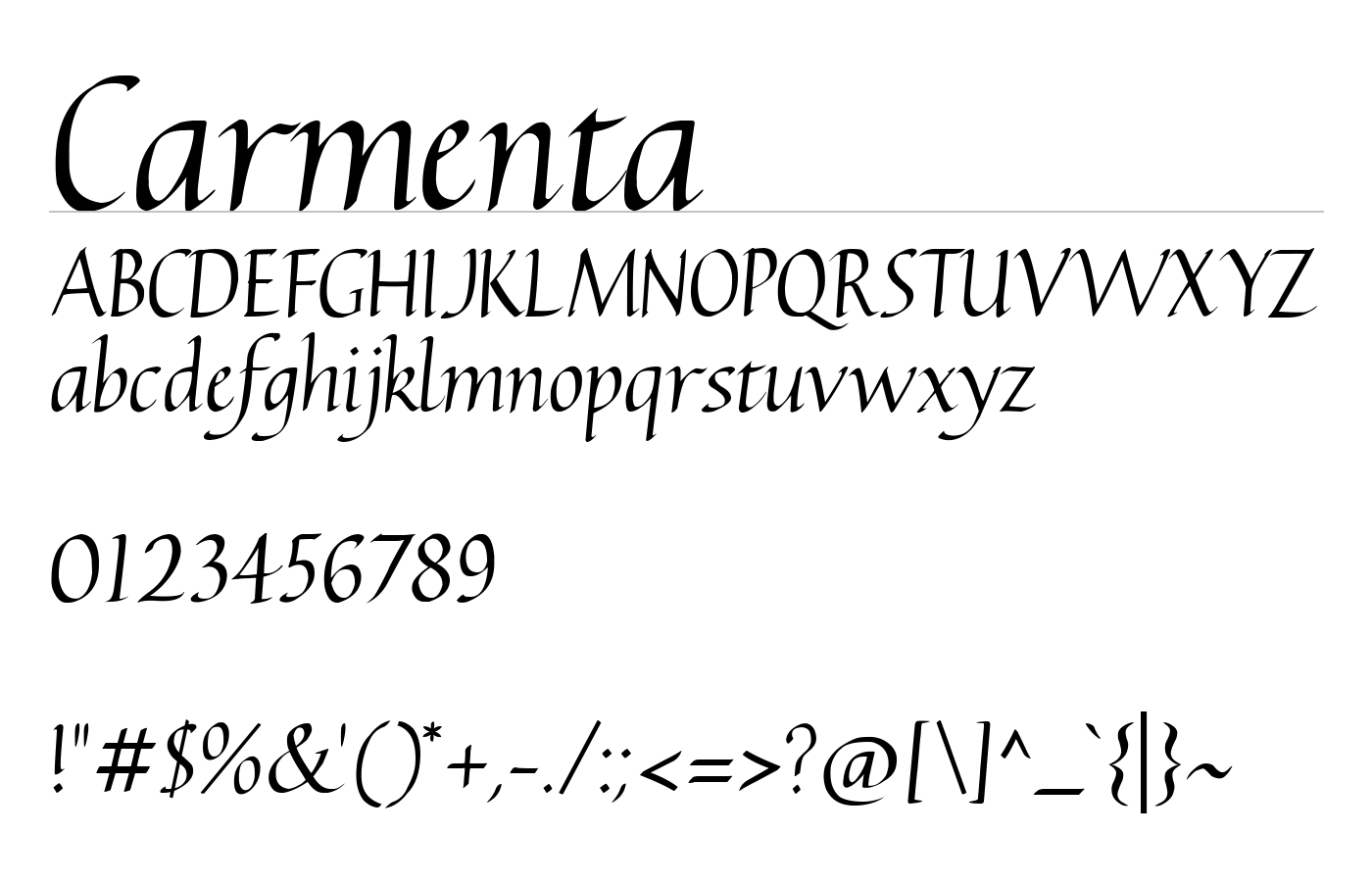 Carmenta Font preview