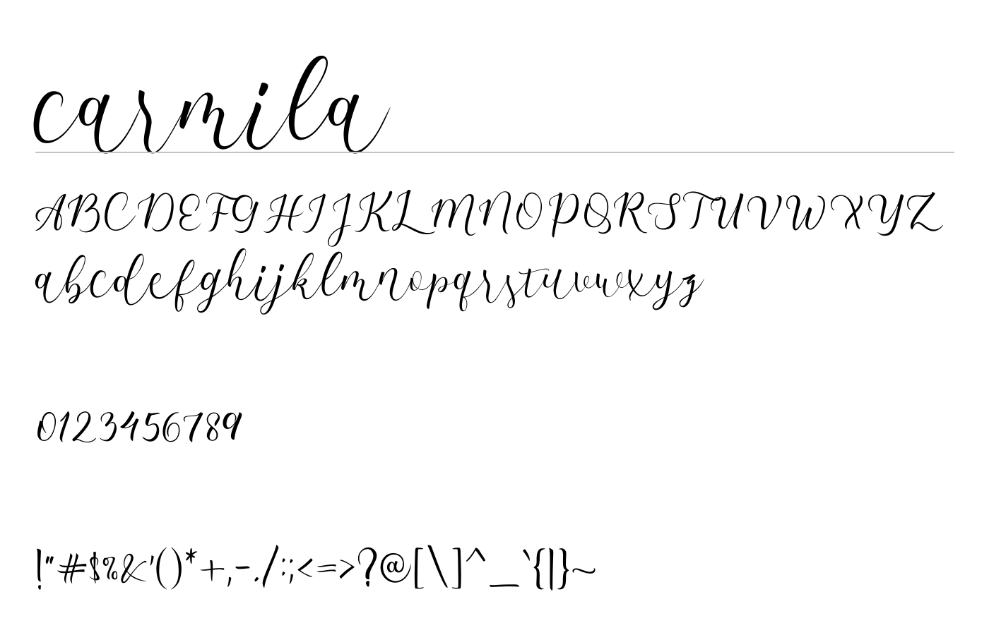 Carmila Script Font preview