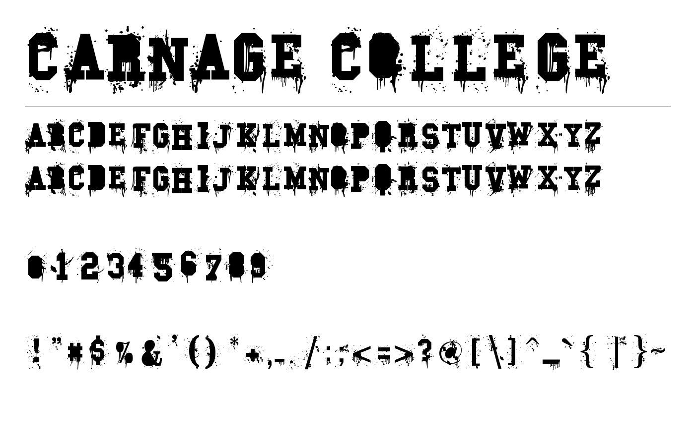 Carnage College Font preview