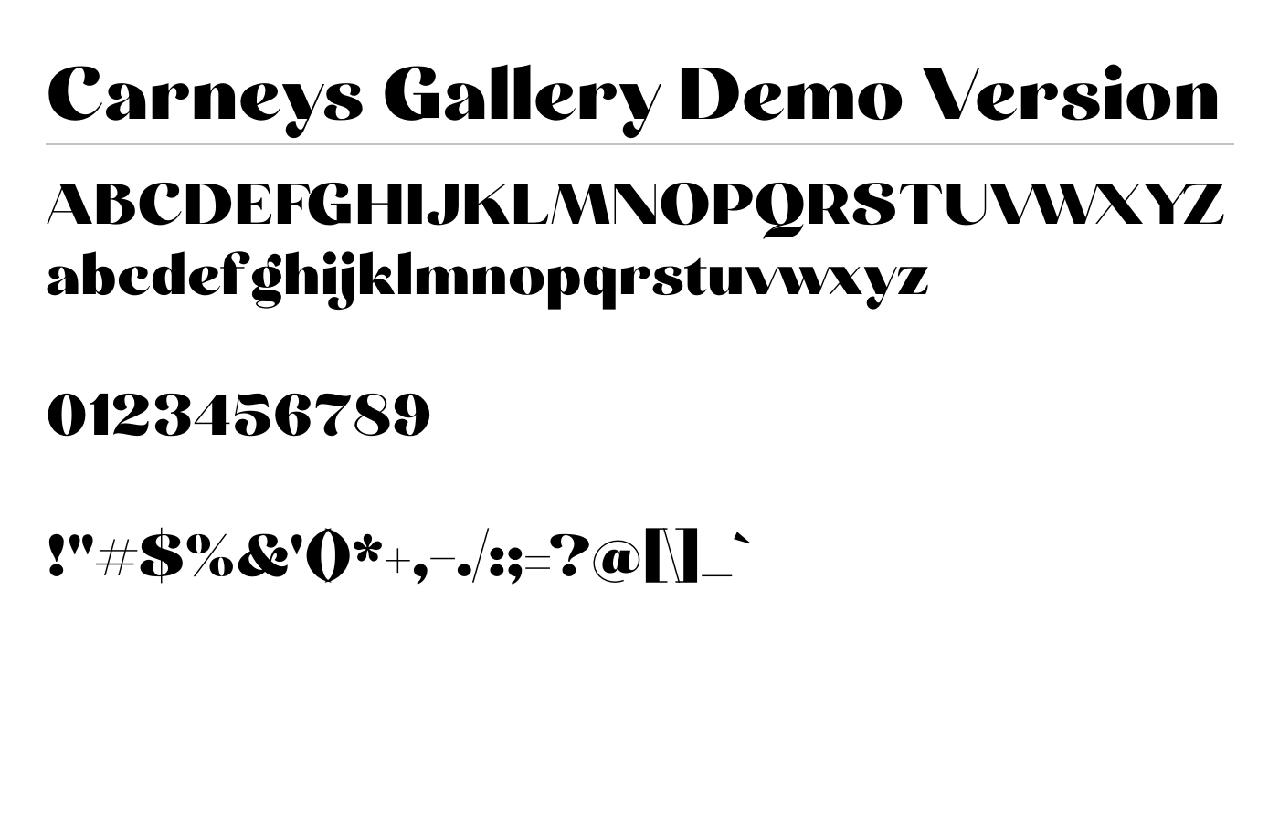 Carneys Gallery Demo Version Font preview
