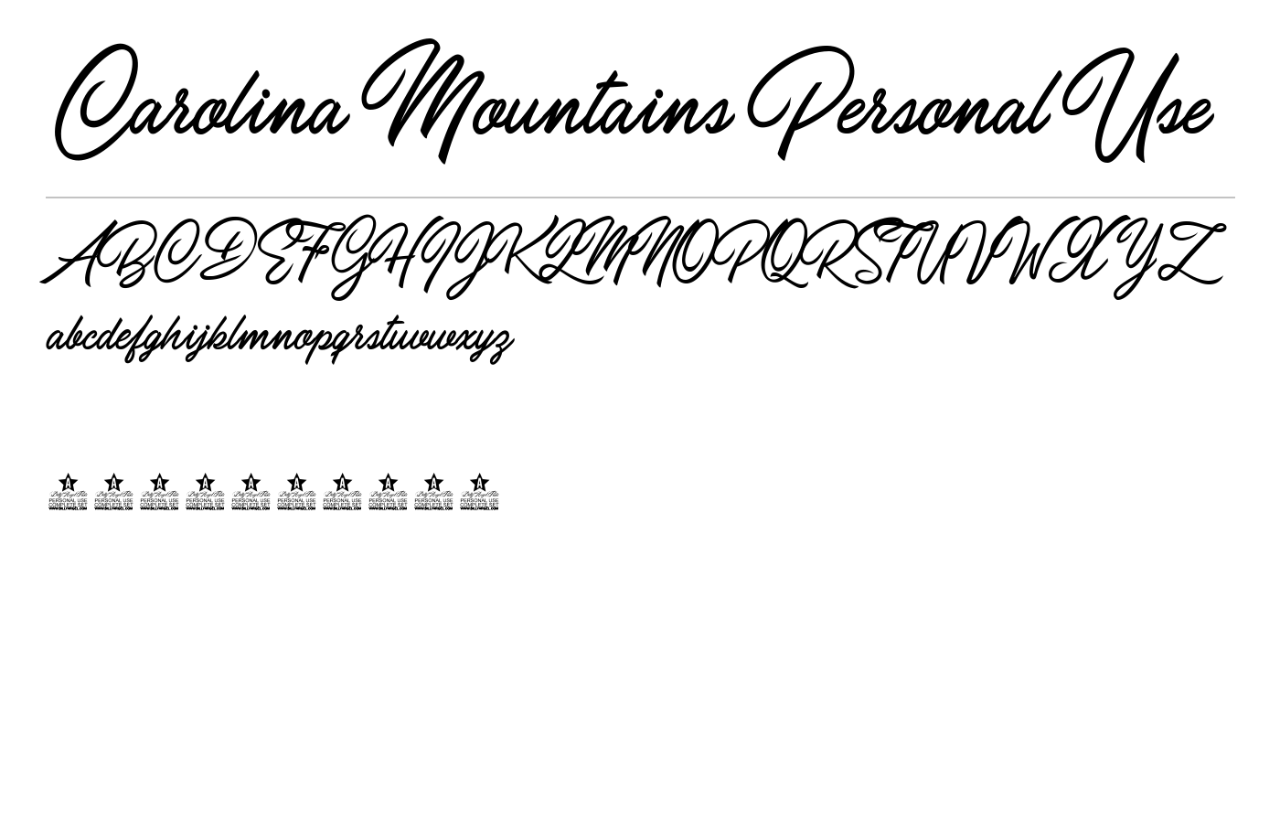 Carolina Mountains Personal Use Font preview