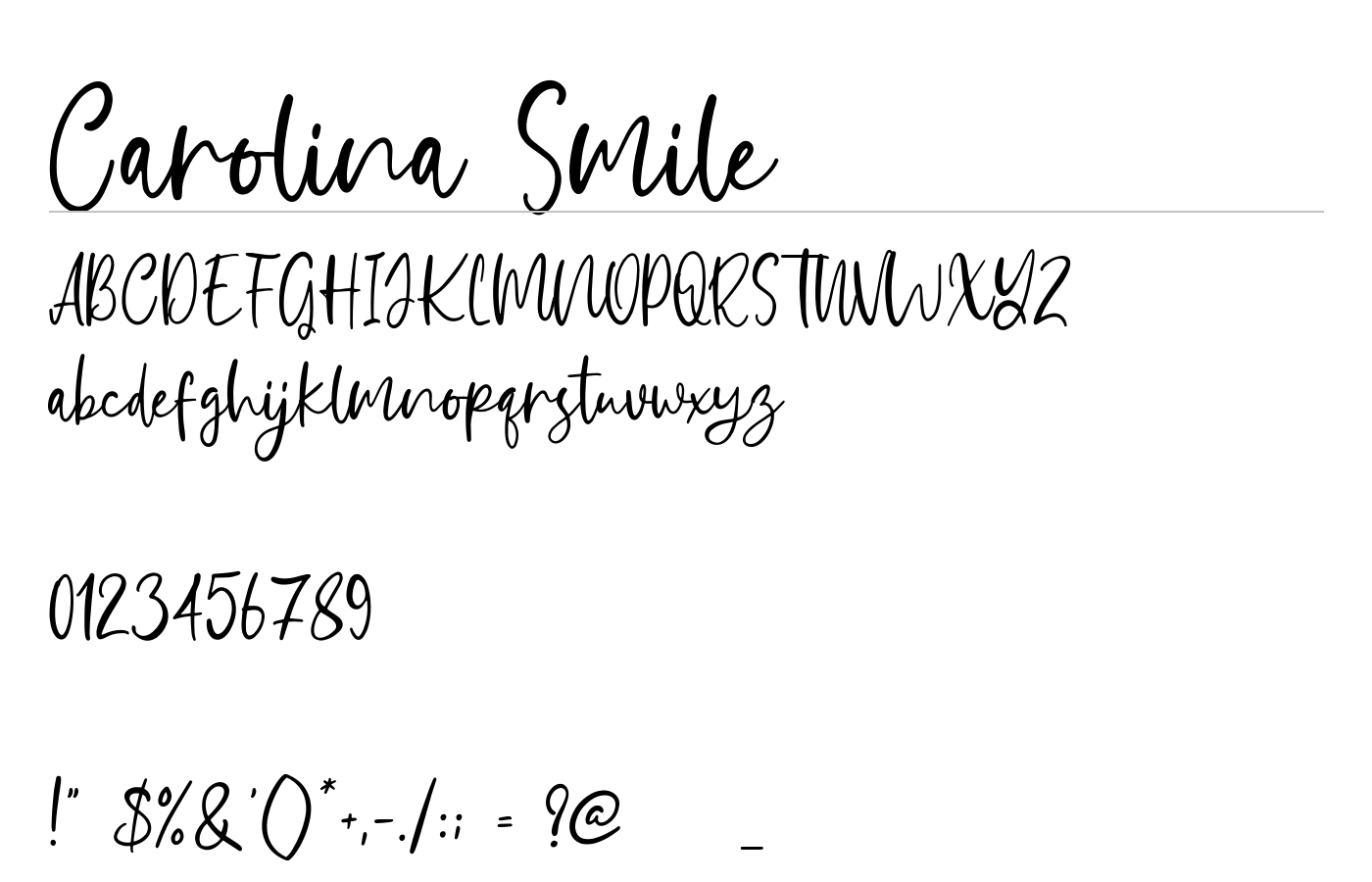 Carolina Smile Font preview