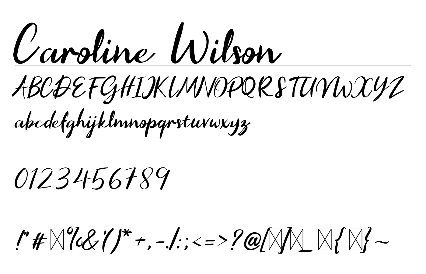 Caroline Wilson Font preview