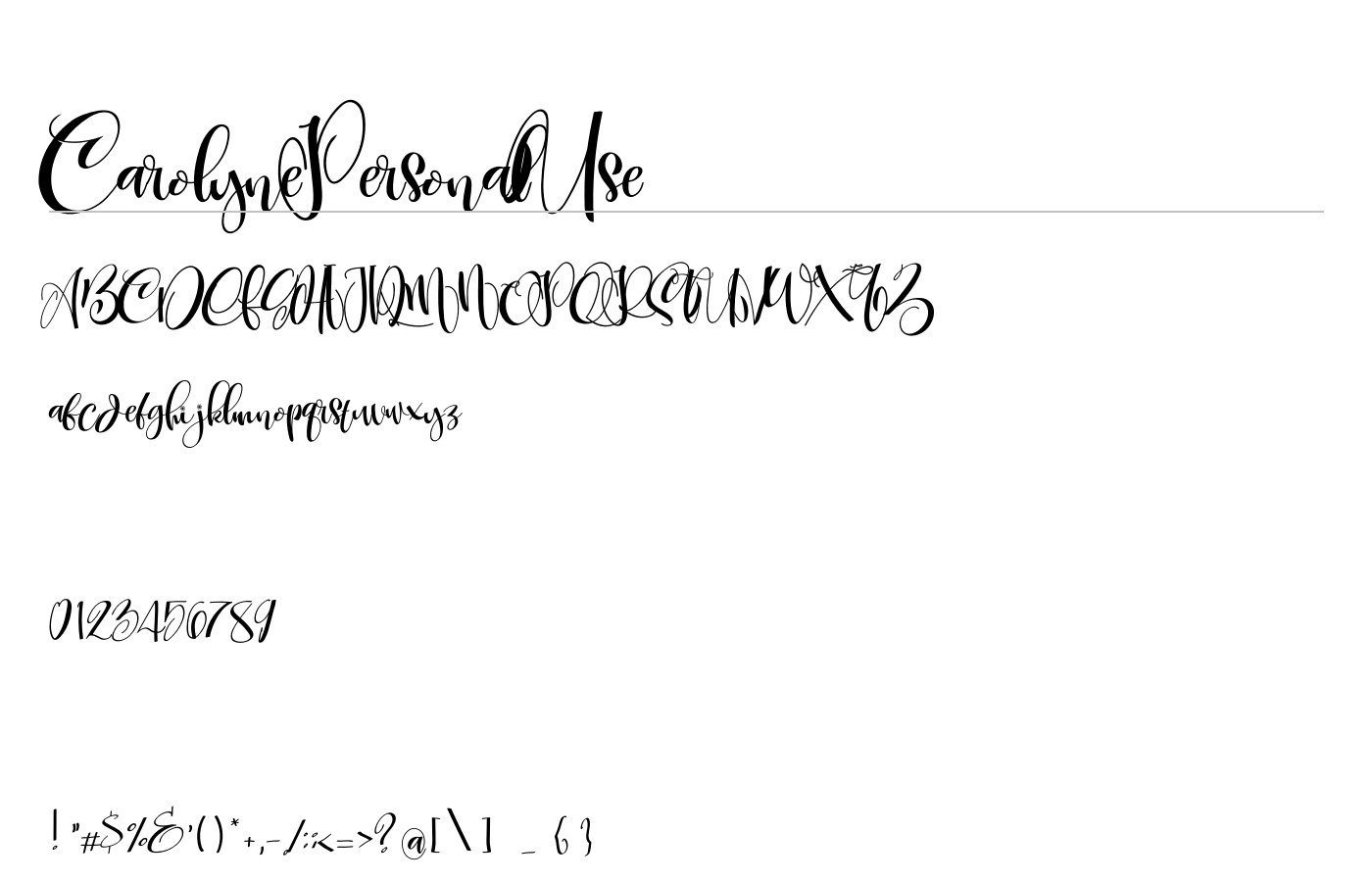 CarolynePersonalUse Font preview