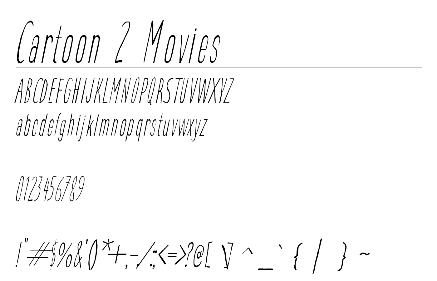 Cartoon 2 Movies Font preview