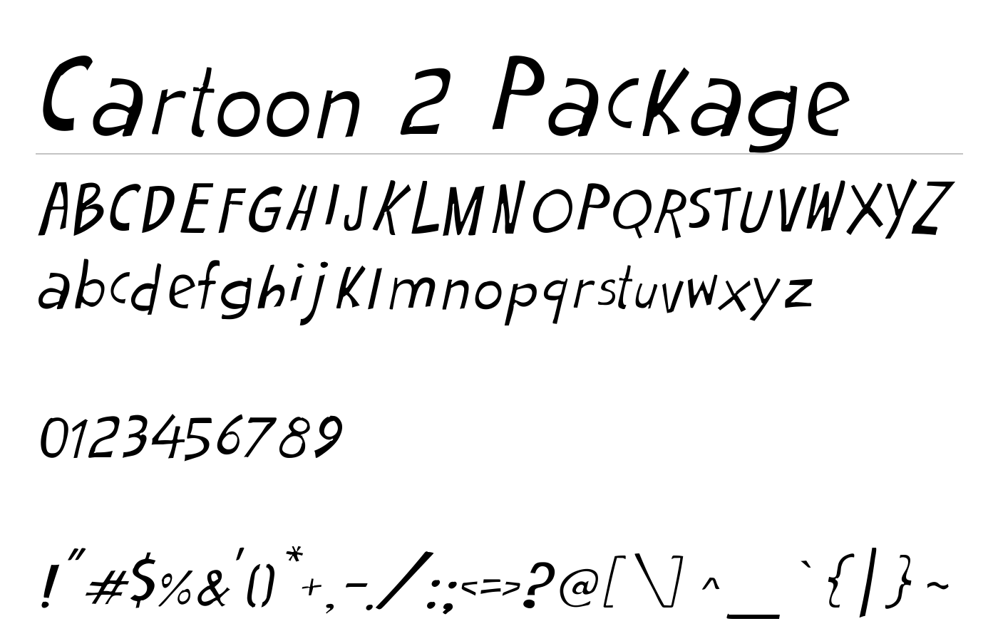 Cartoon 2 Package Font preview