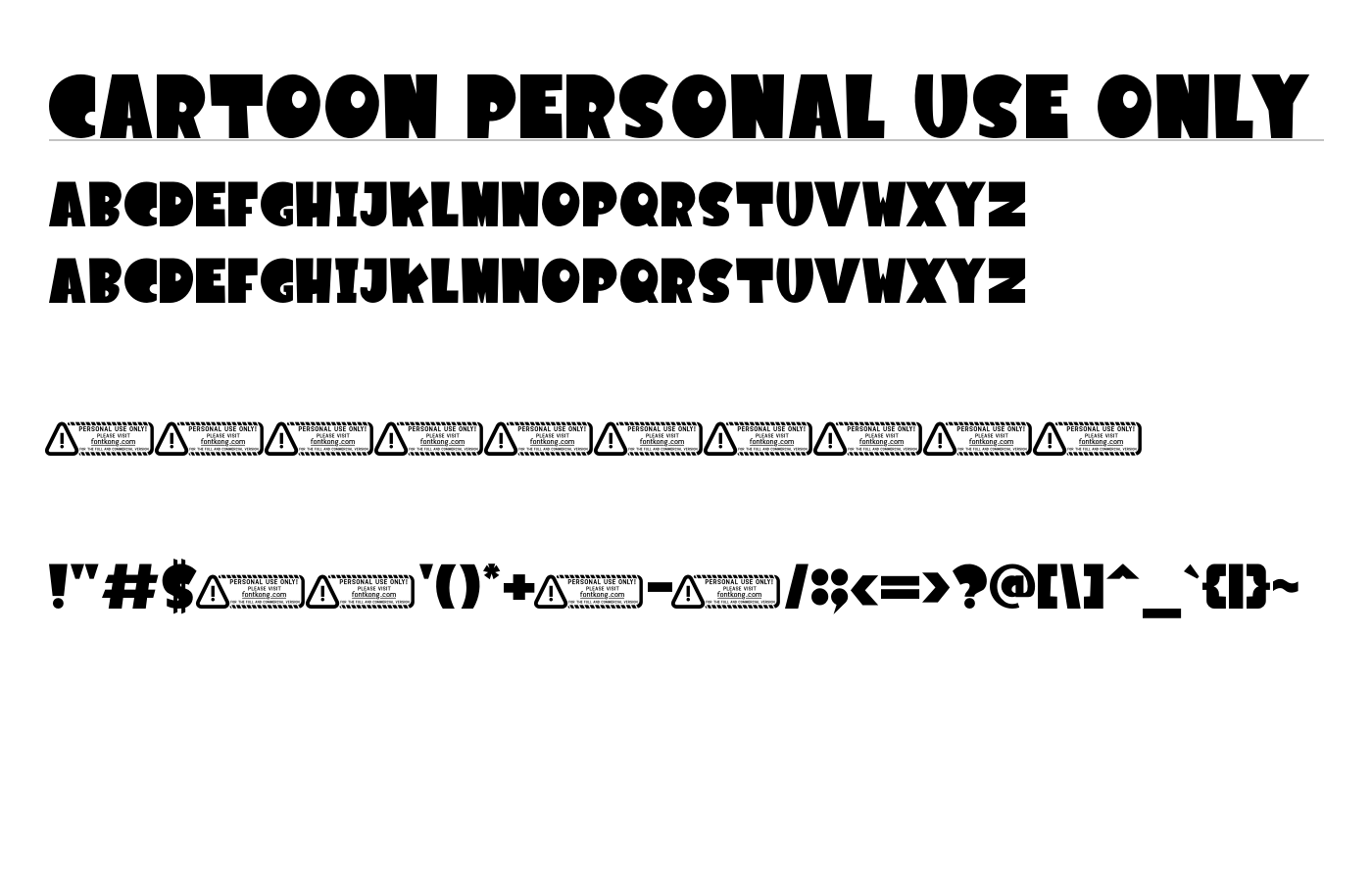 Cartoon PERSONAL USE ONLY Font preview