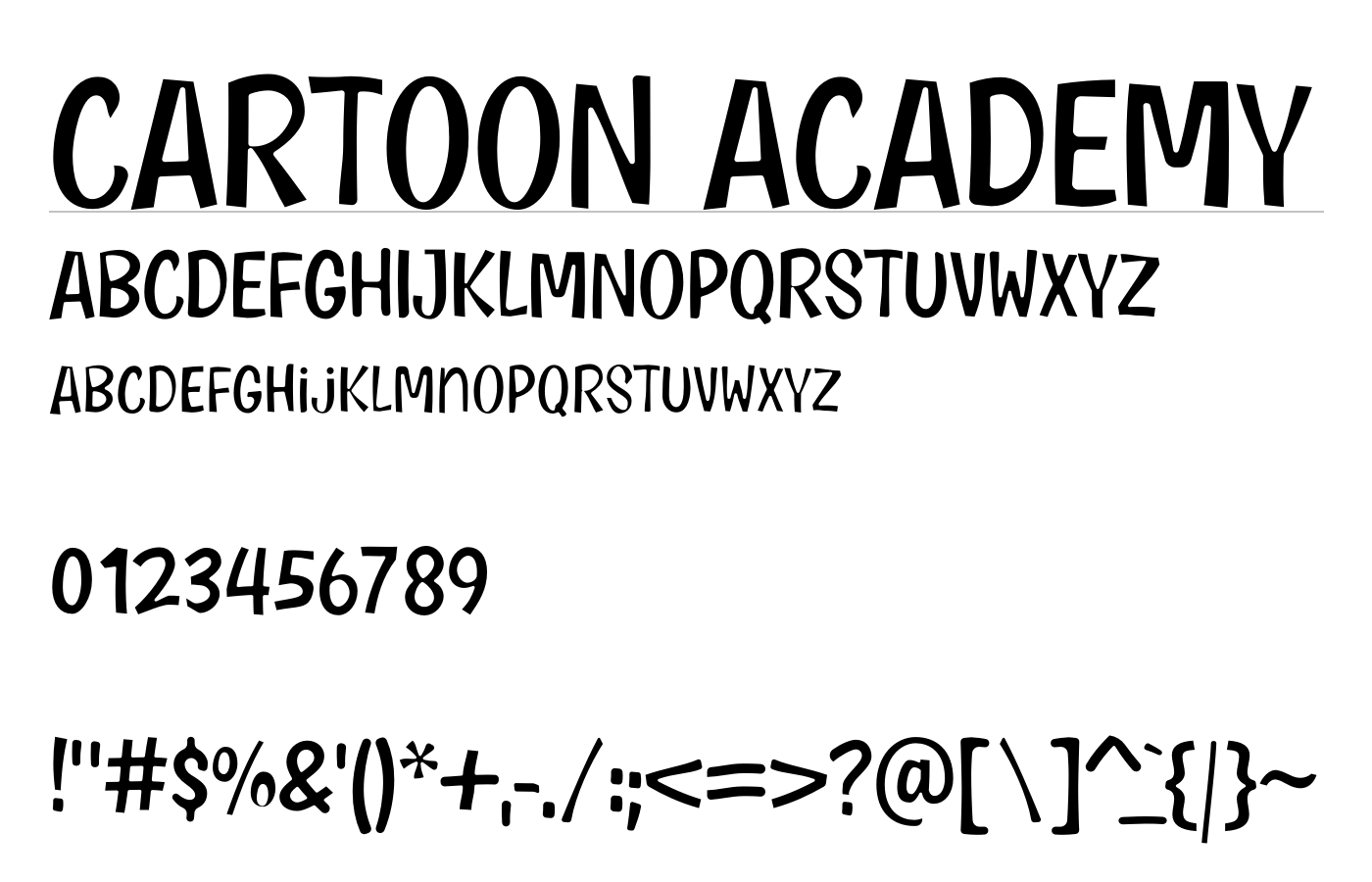 CARTOON ACADEMY Font preview