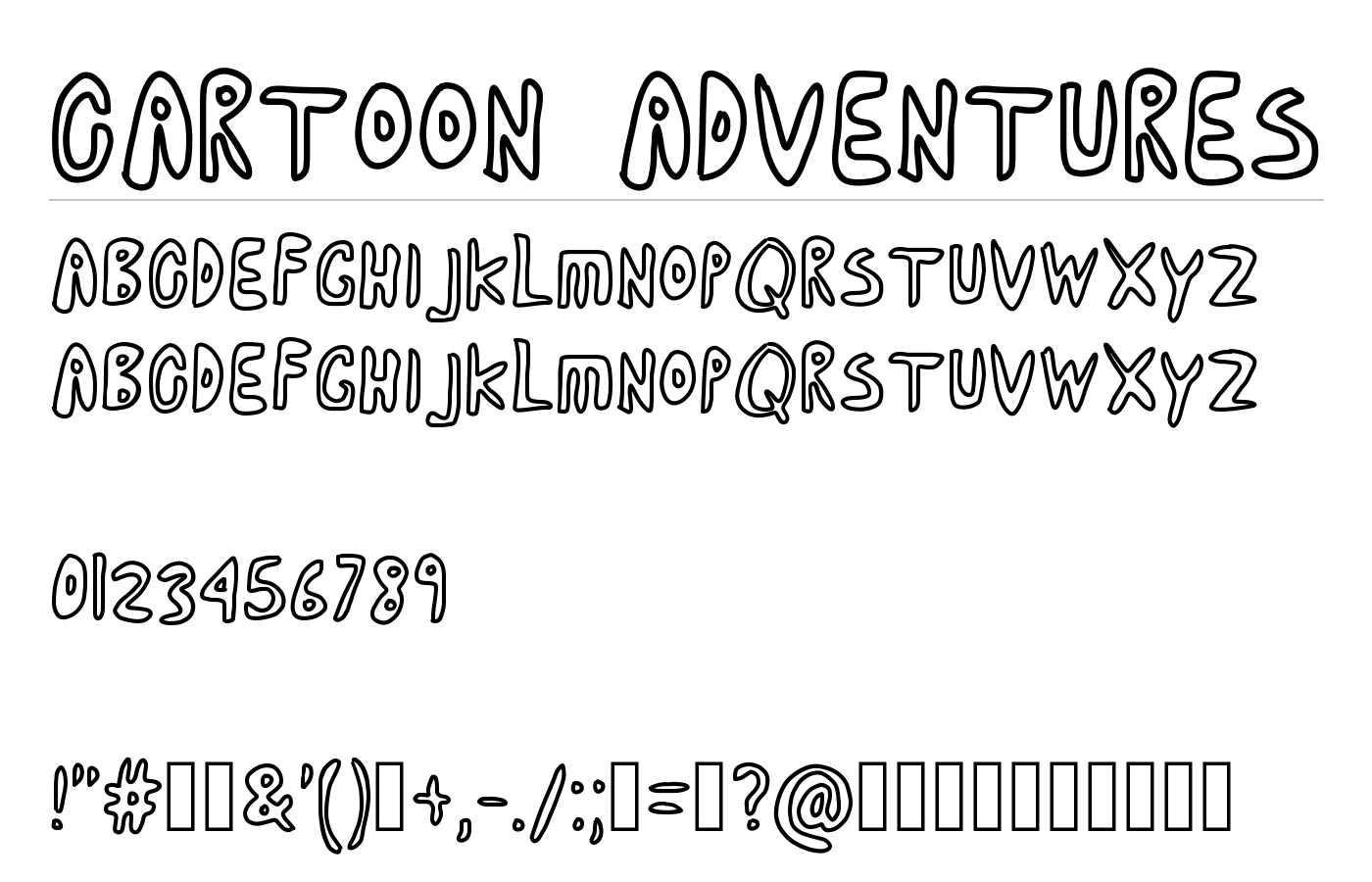 cartoon adventures Font preview