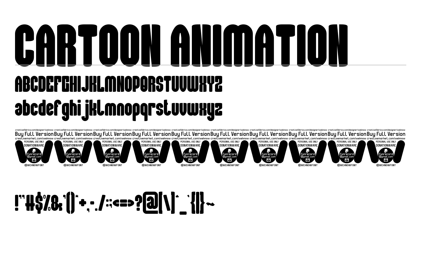 CARTOON ANIMATION Font preview