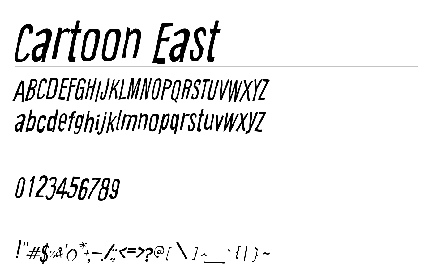 Cartoon East Font preview