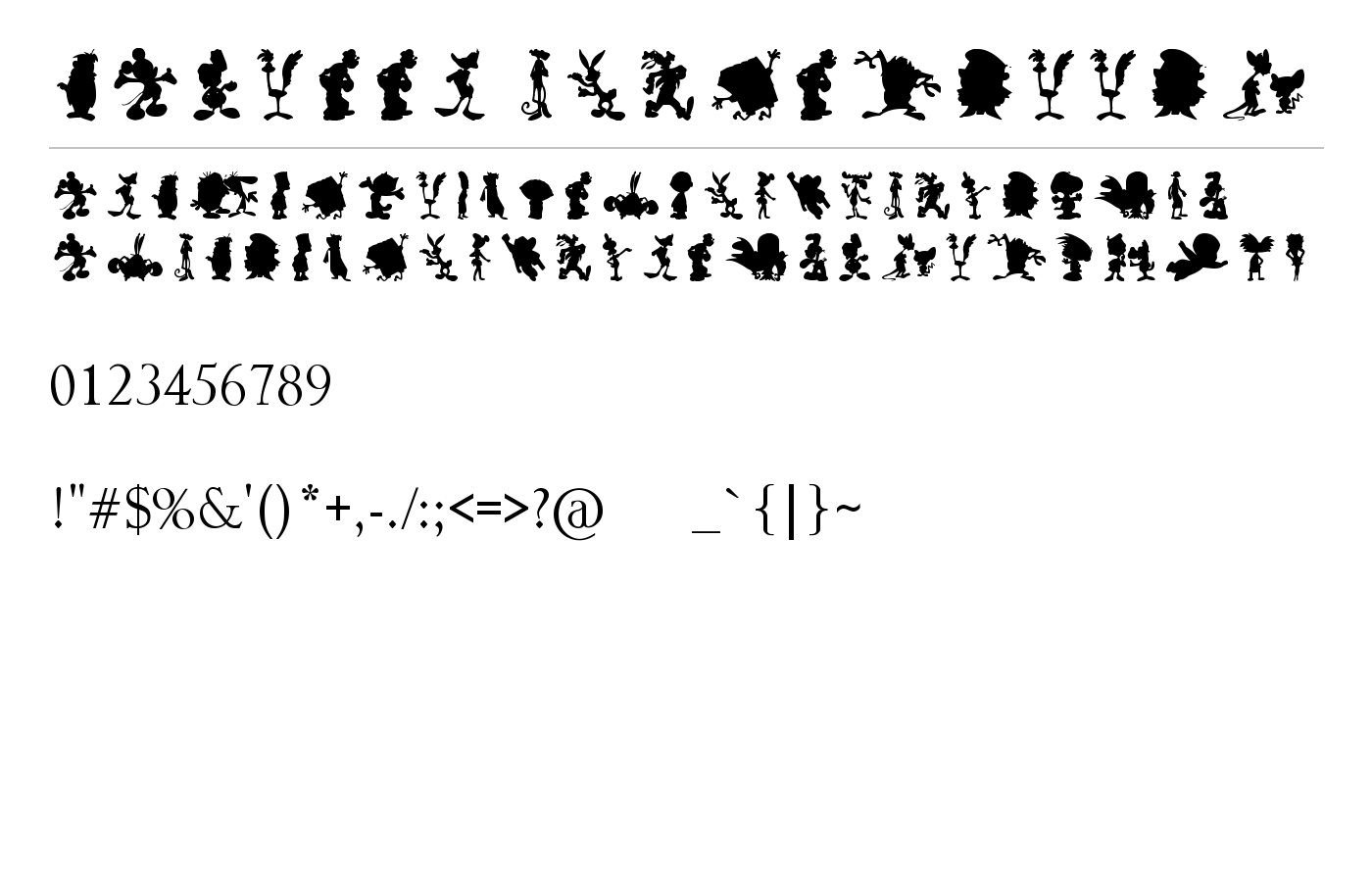 Cartoon Silhouettes Font preview