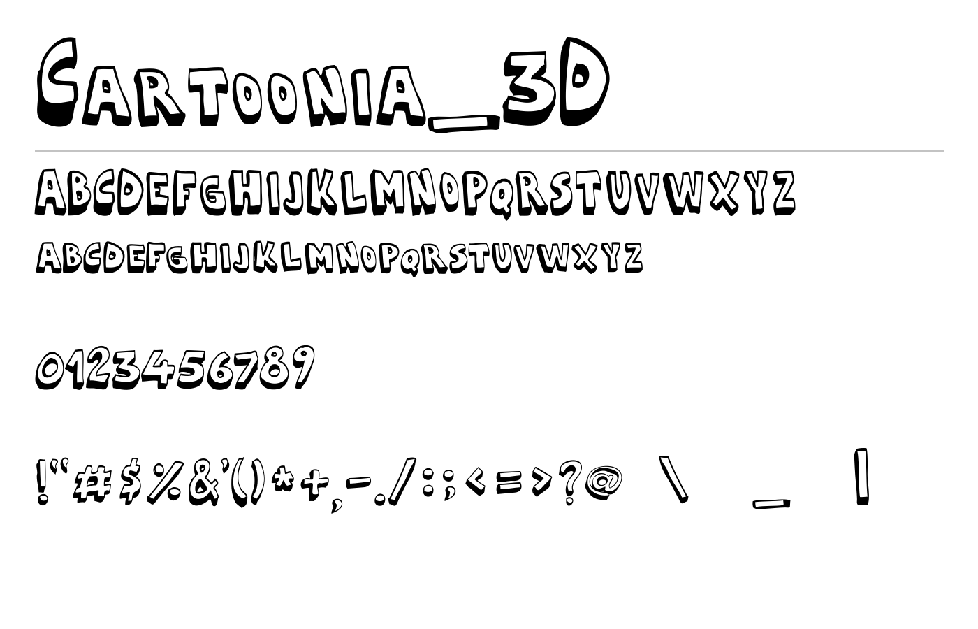 Cartoonia_3D Font preview