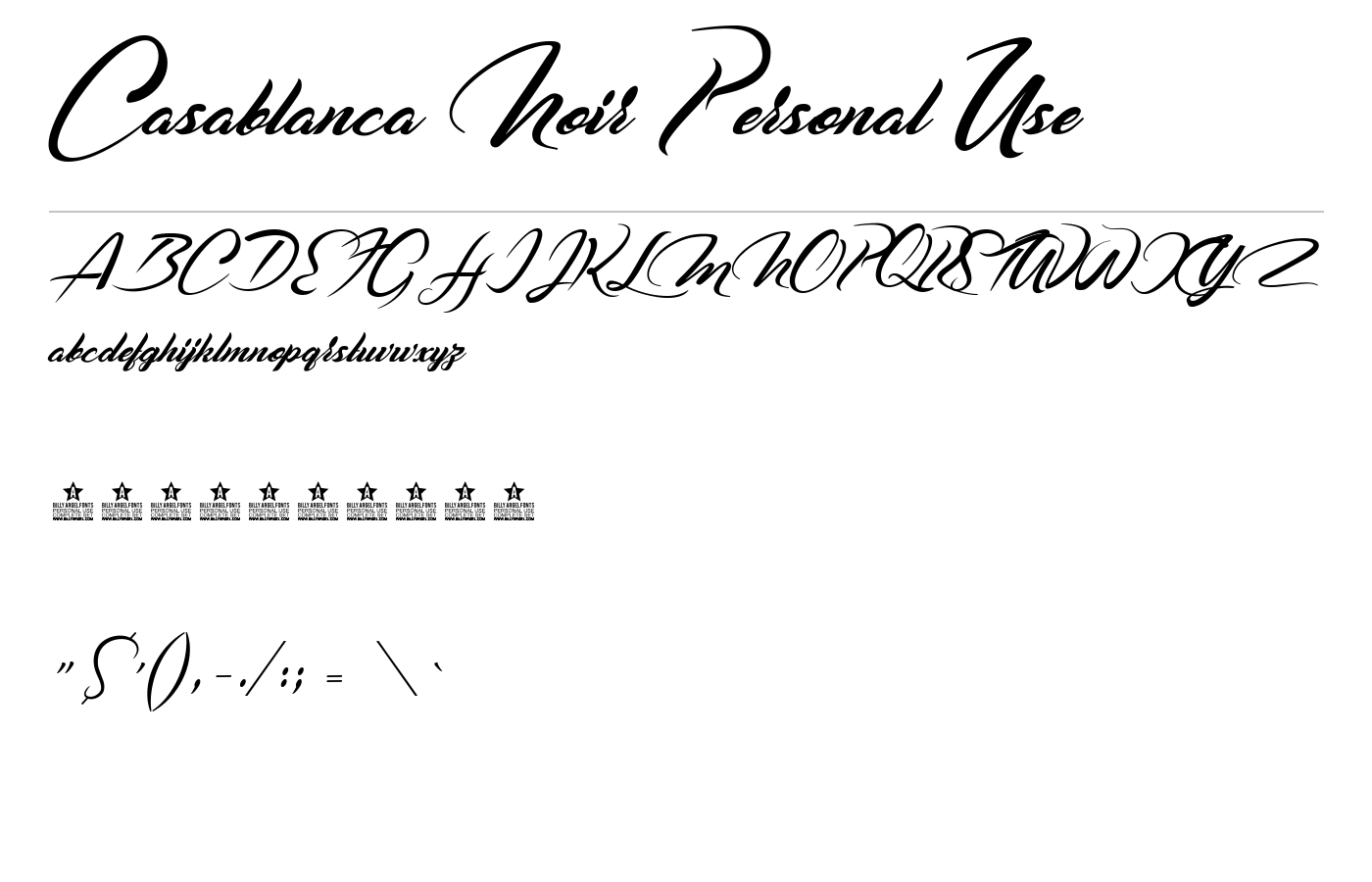 Casablanca Noir Personal Use Font preview