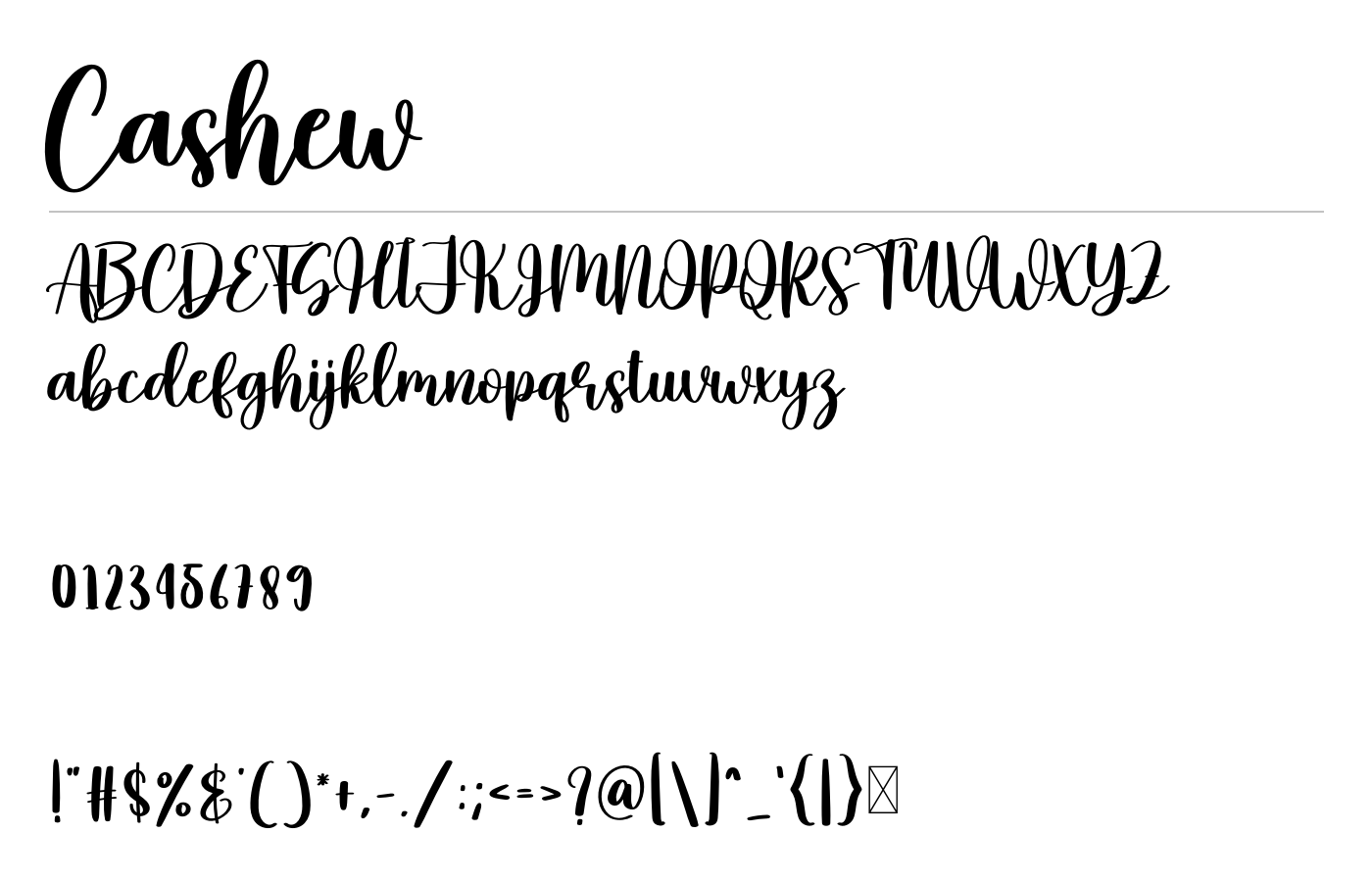 Cashew Font preview