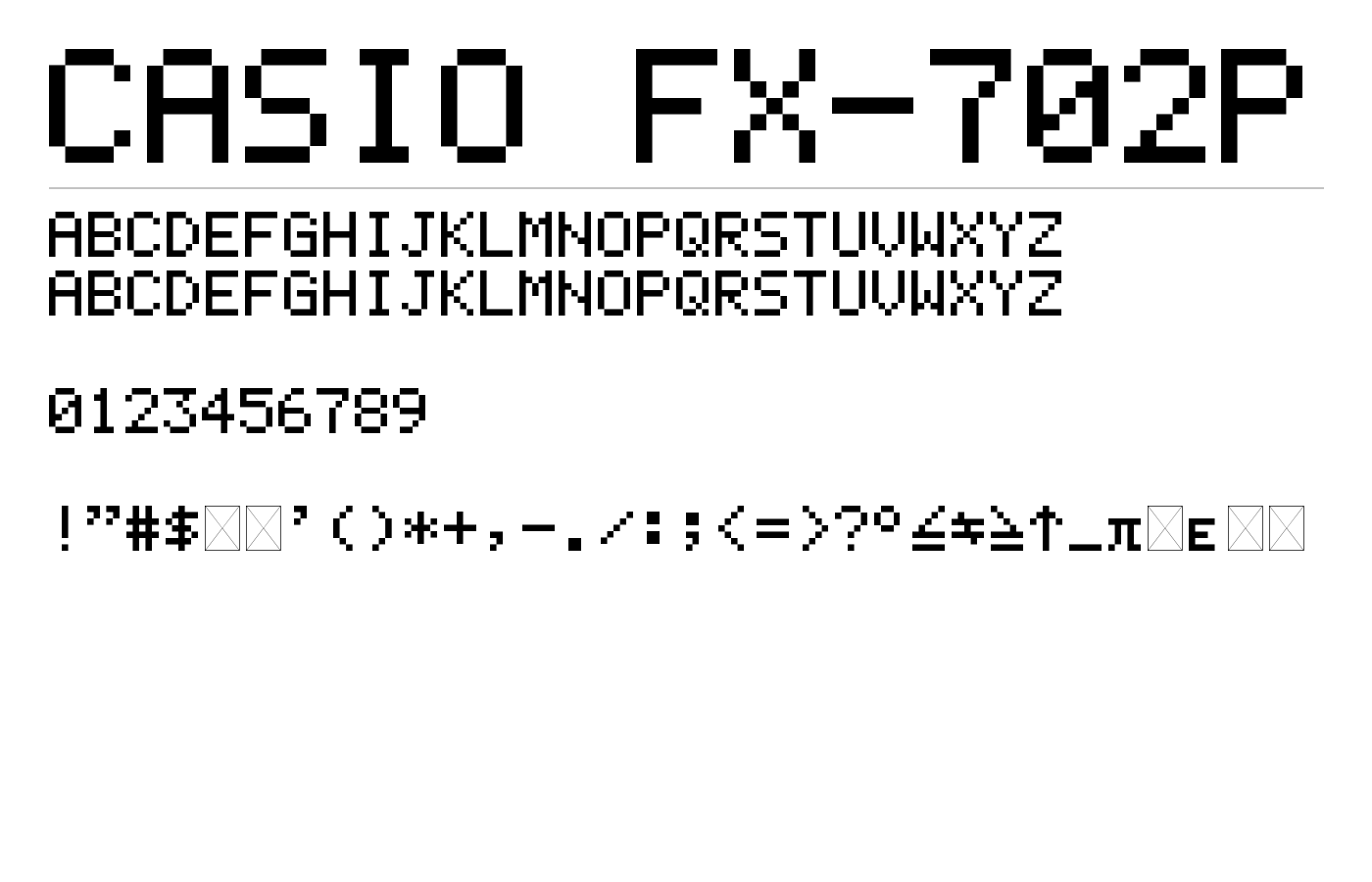 Casio FX-702P Font preview