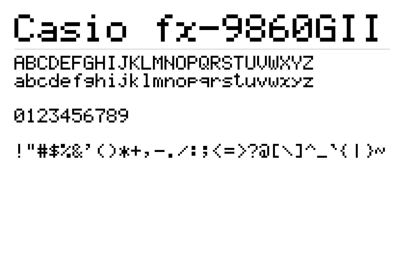 Casio fx-9860GII Font preview