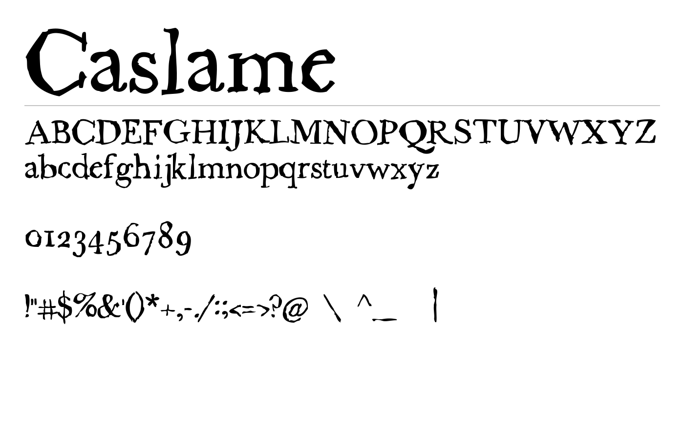 Caslame Font preview