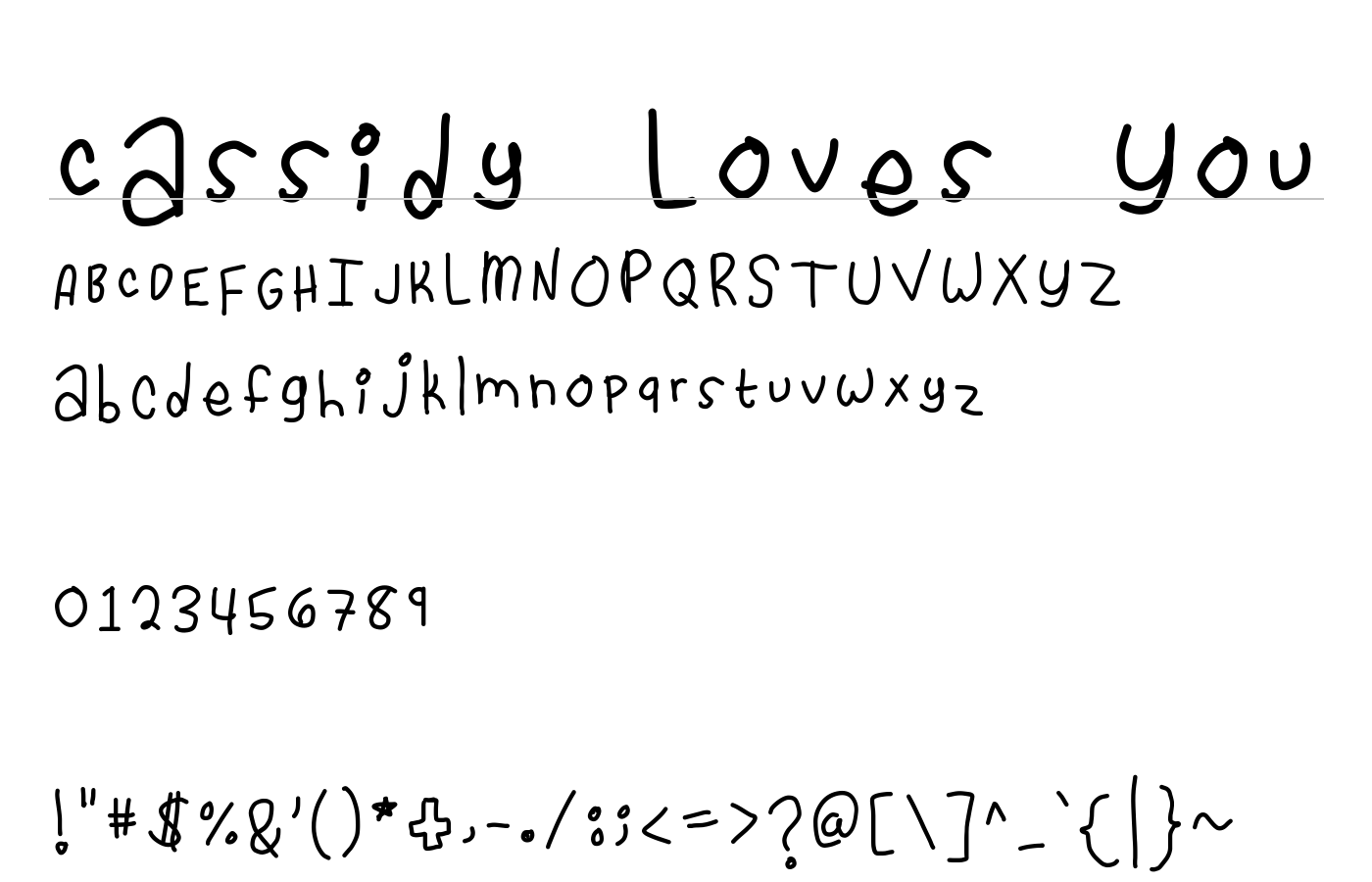 Cassidy Loves You Font preview