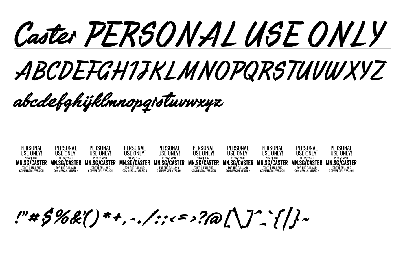 Caster PERSONAL USE ONLY Font preview