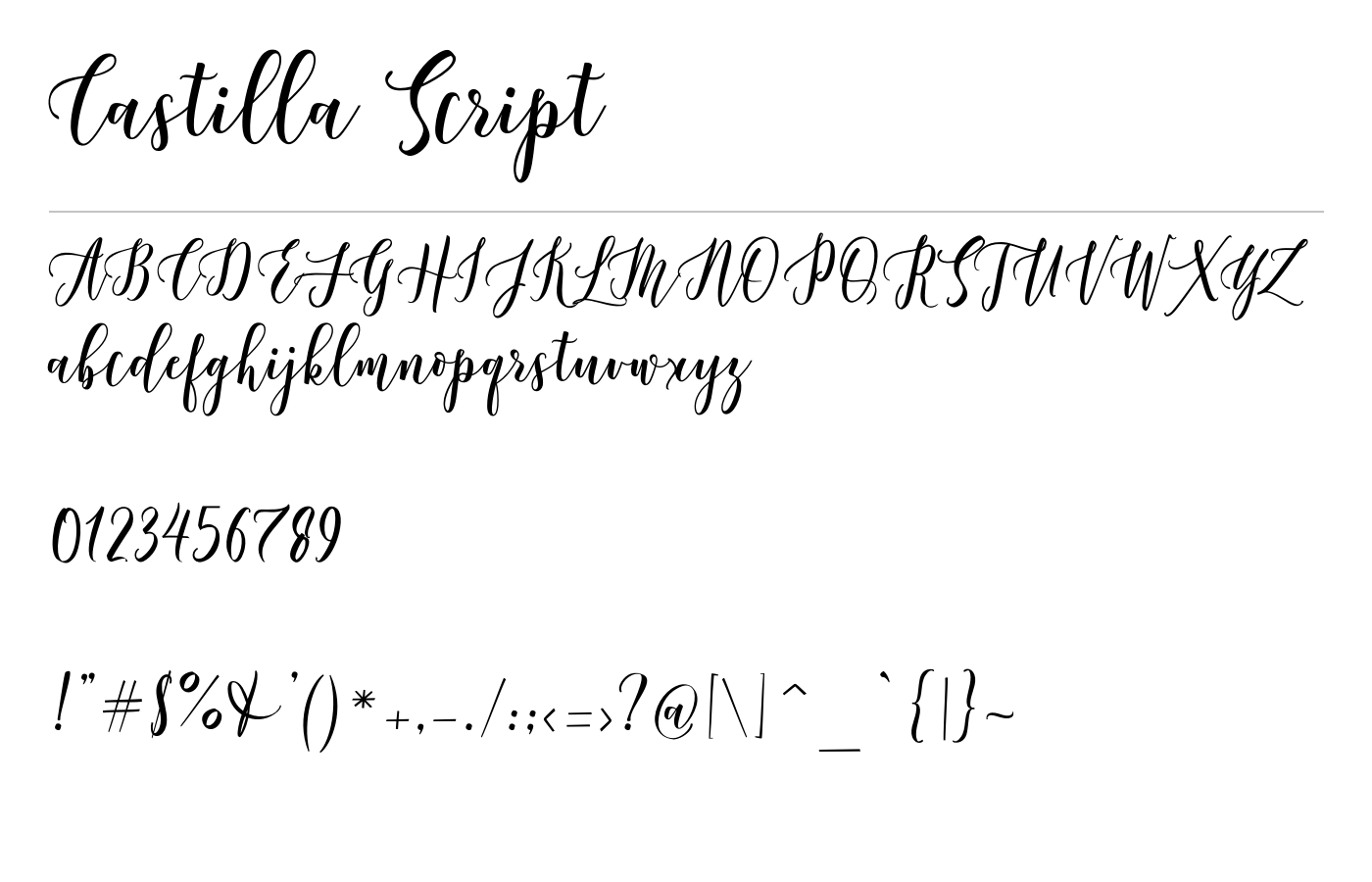 Castilla Script Font preview