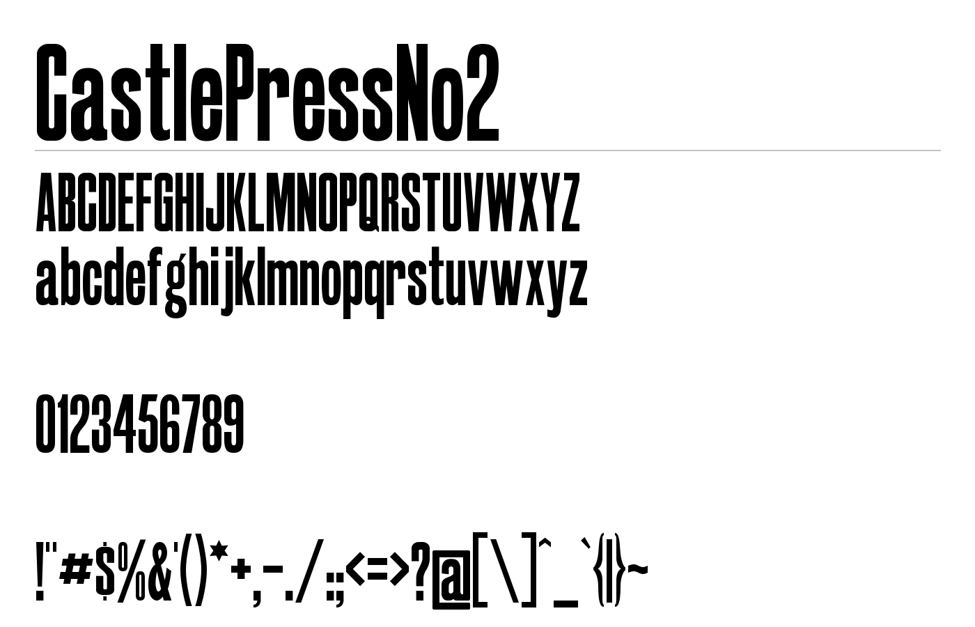 CastlePressNo2 Font preview