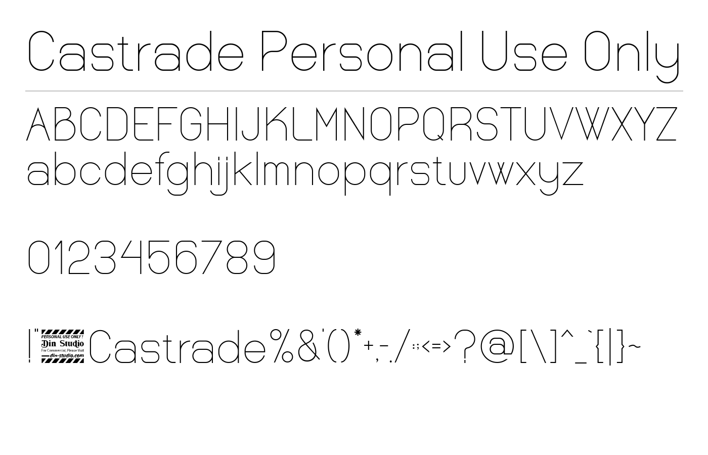 Castrade Personal Use Only Font preview