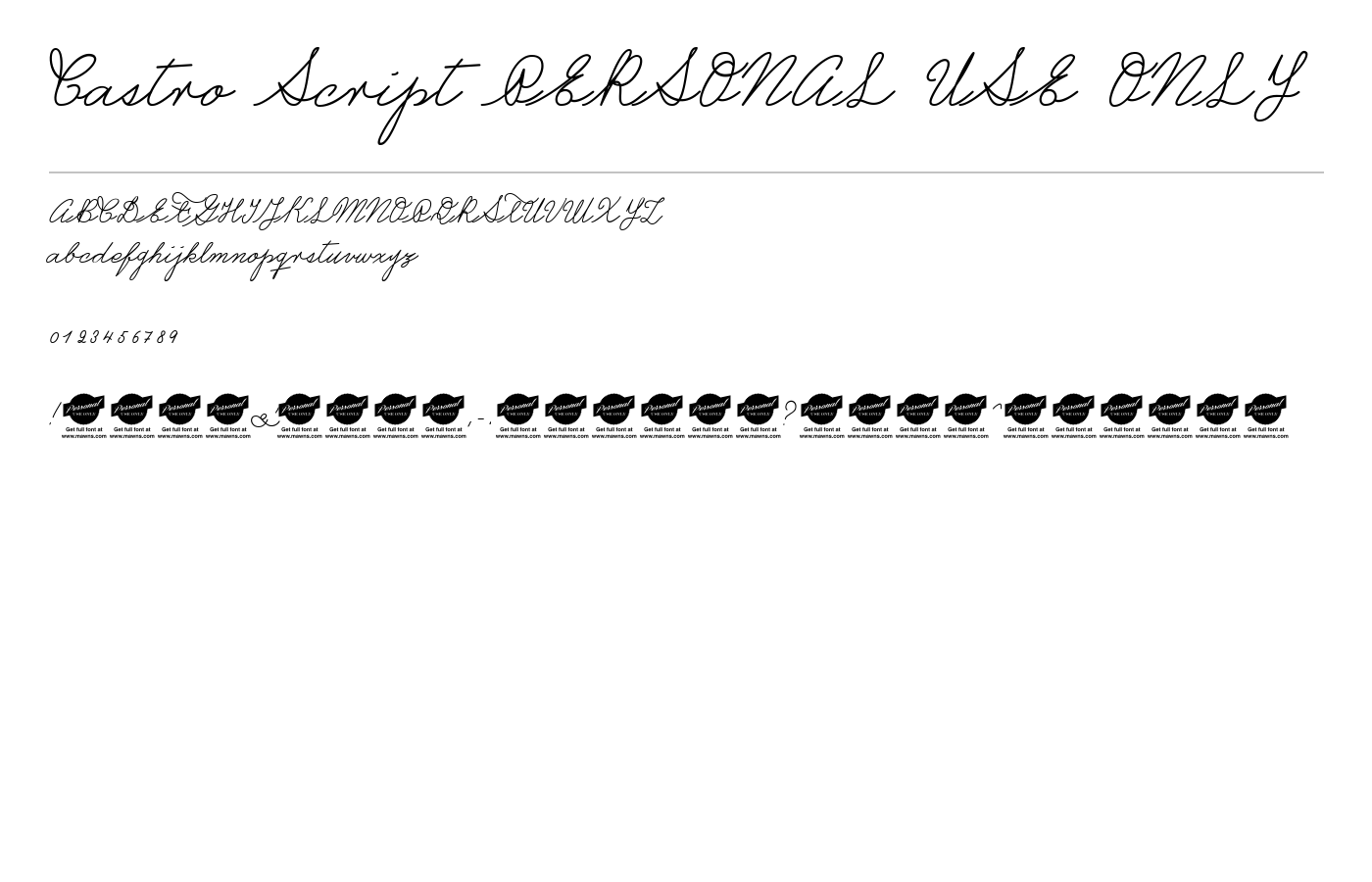 Castro Script PERSONAL USE ONLY Font preview