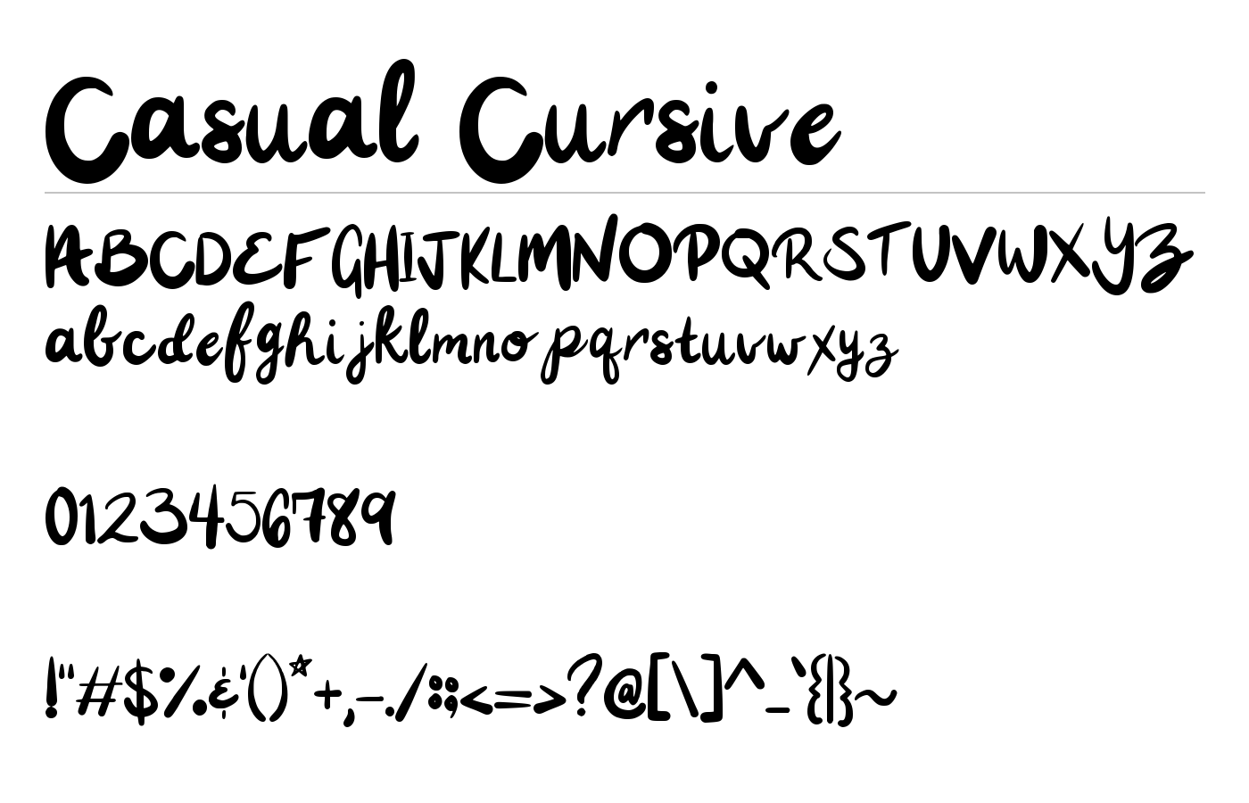 Casual Cursive Font preview